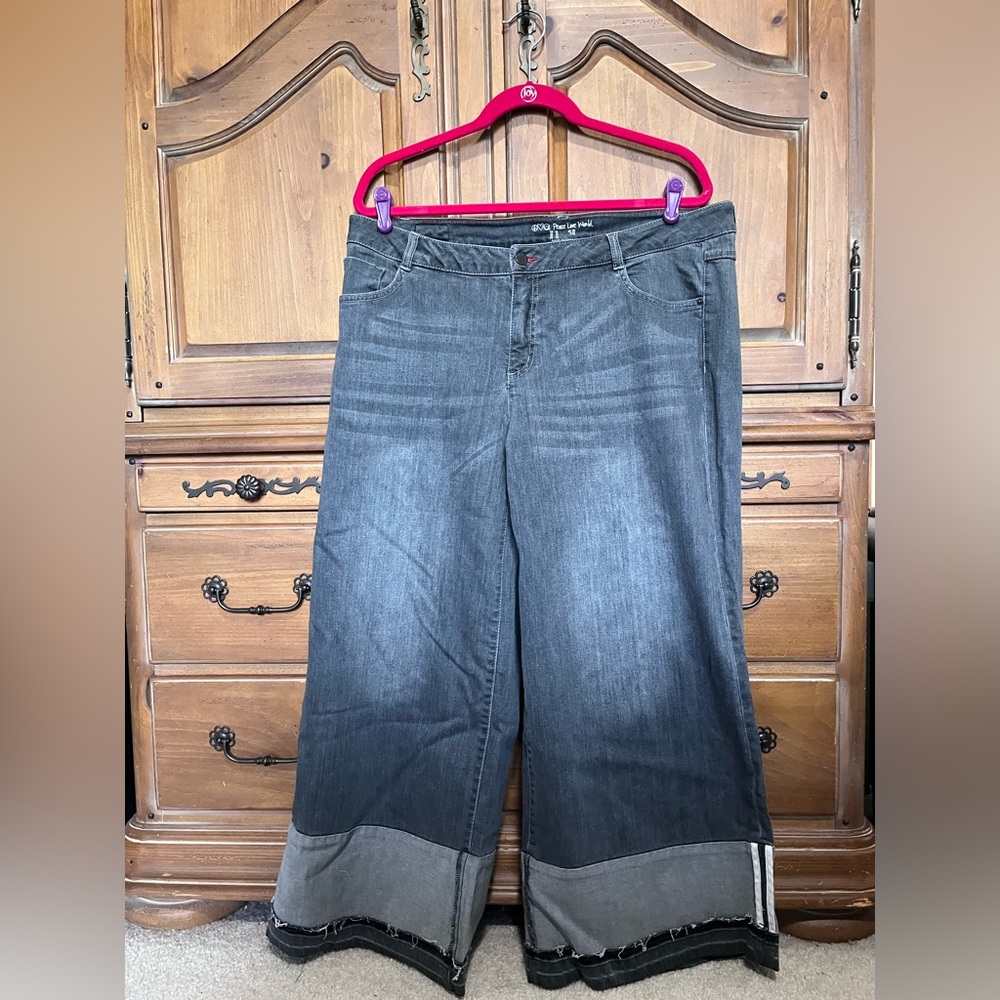 Peace Love World Charcoal Wide-Leg Jeans